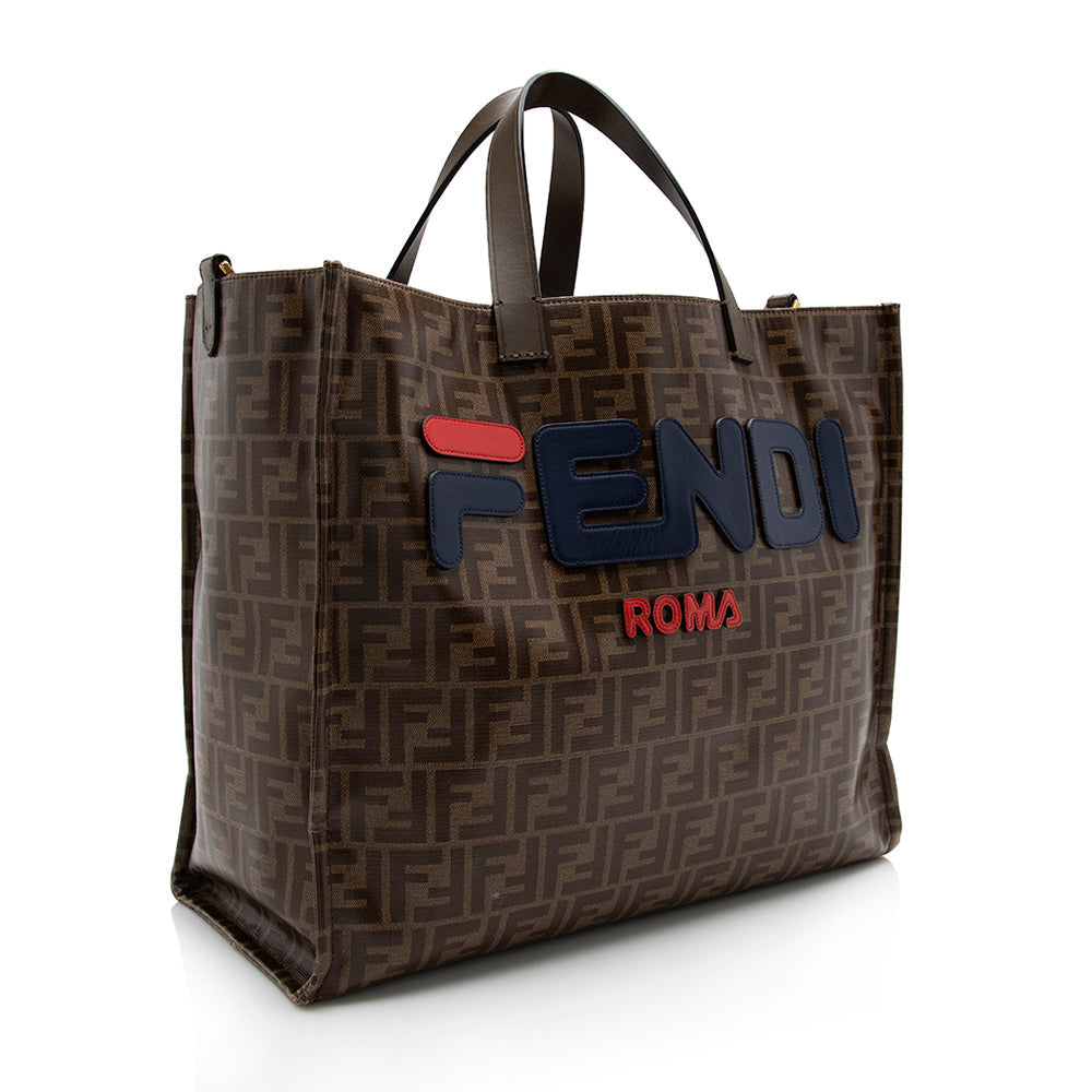Luxury FendiCoated Canvas Fila Mania Logo Shopper Tote (SHF-17070)