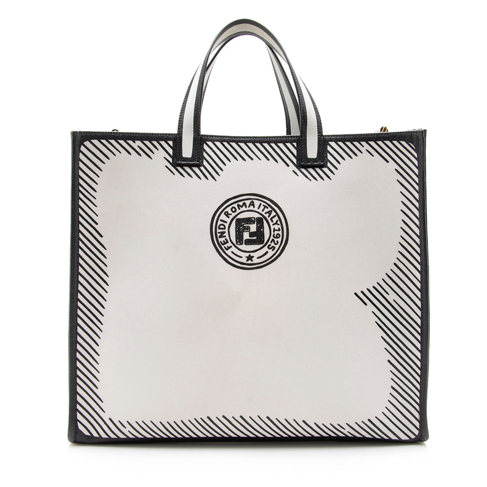 Luxury FendiCoated Canvas Vetrifi Shopping Small Tote (SHF-15005)