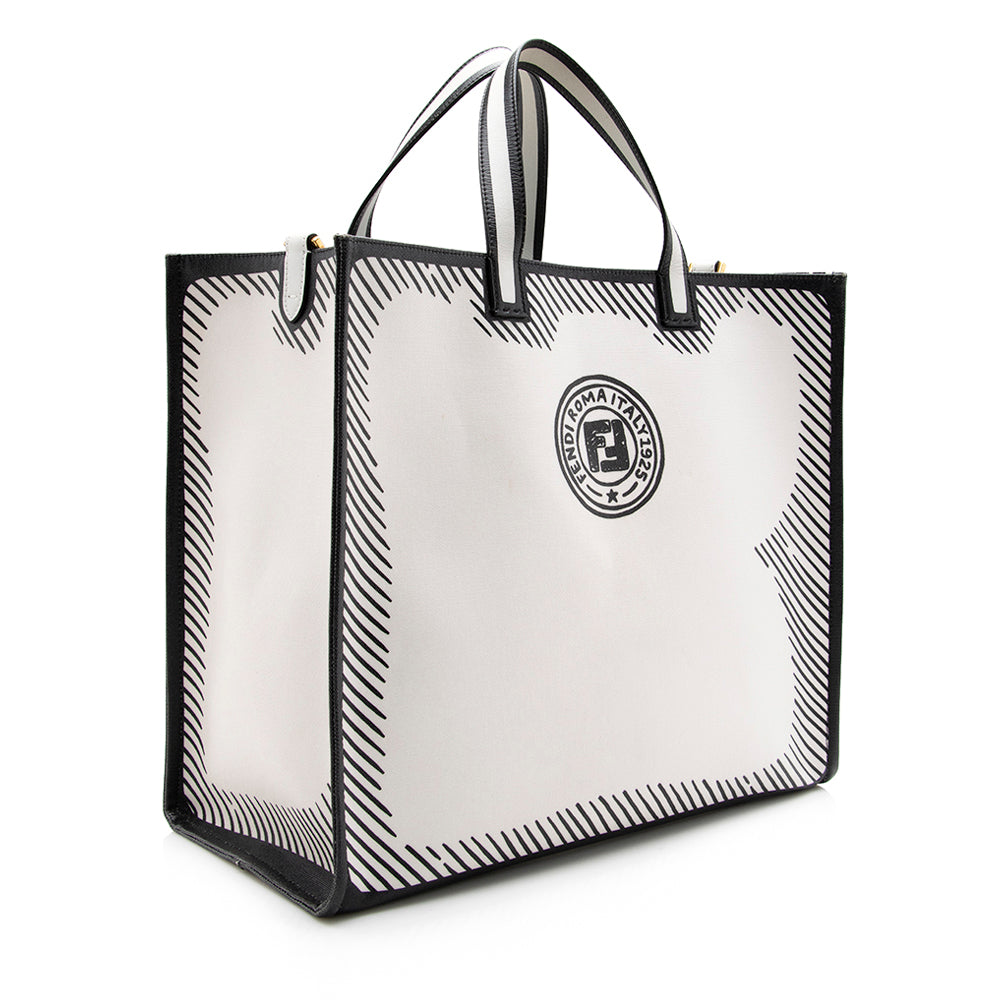 Luxury FendiCoated Canvas Vetrifi Shopping Small Tote (SHF-15005)