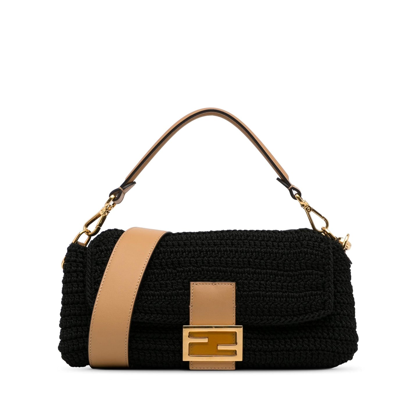 Luxury FendiCrochet Raffia Baguette Satchel (SHG-depVYd)