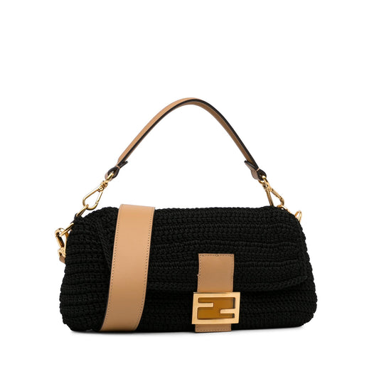 Luxury FendiCrochet Raffia Baguette Satchel (SHG-depVYd)