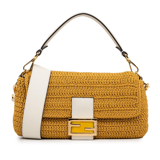 Luxury FendiCrochet Raffia Baguette Satchel (SHG-qh4feG)