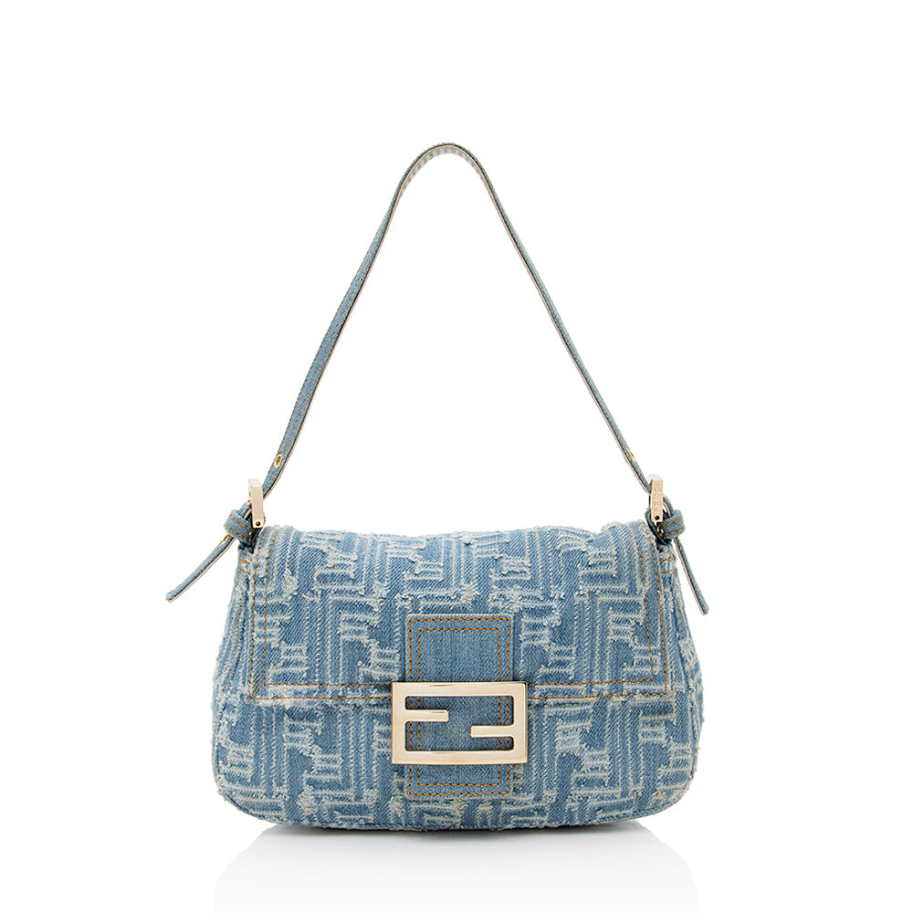 Luxury FendiDenim Mini Baguette Shoulder Bag (SHF-19915)