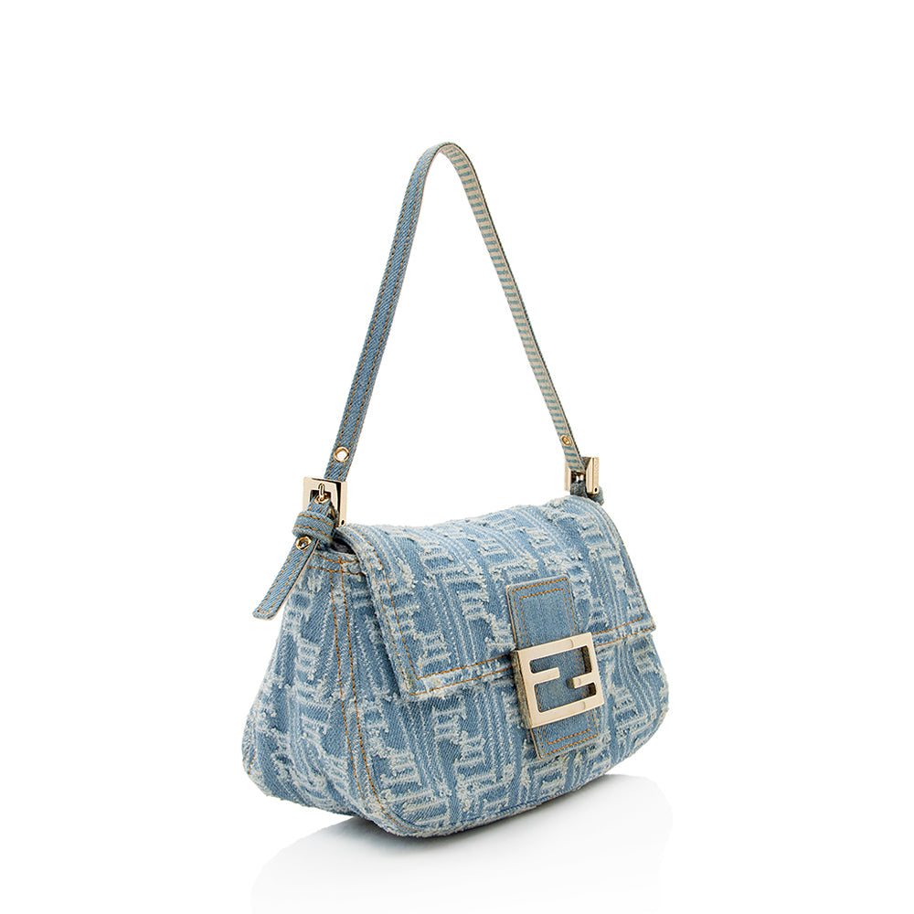 Luxury FendiDenim Mini Baguette Shoulder Bag (SHF-19915)