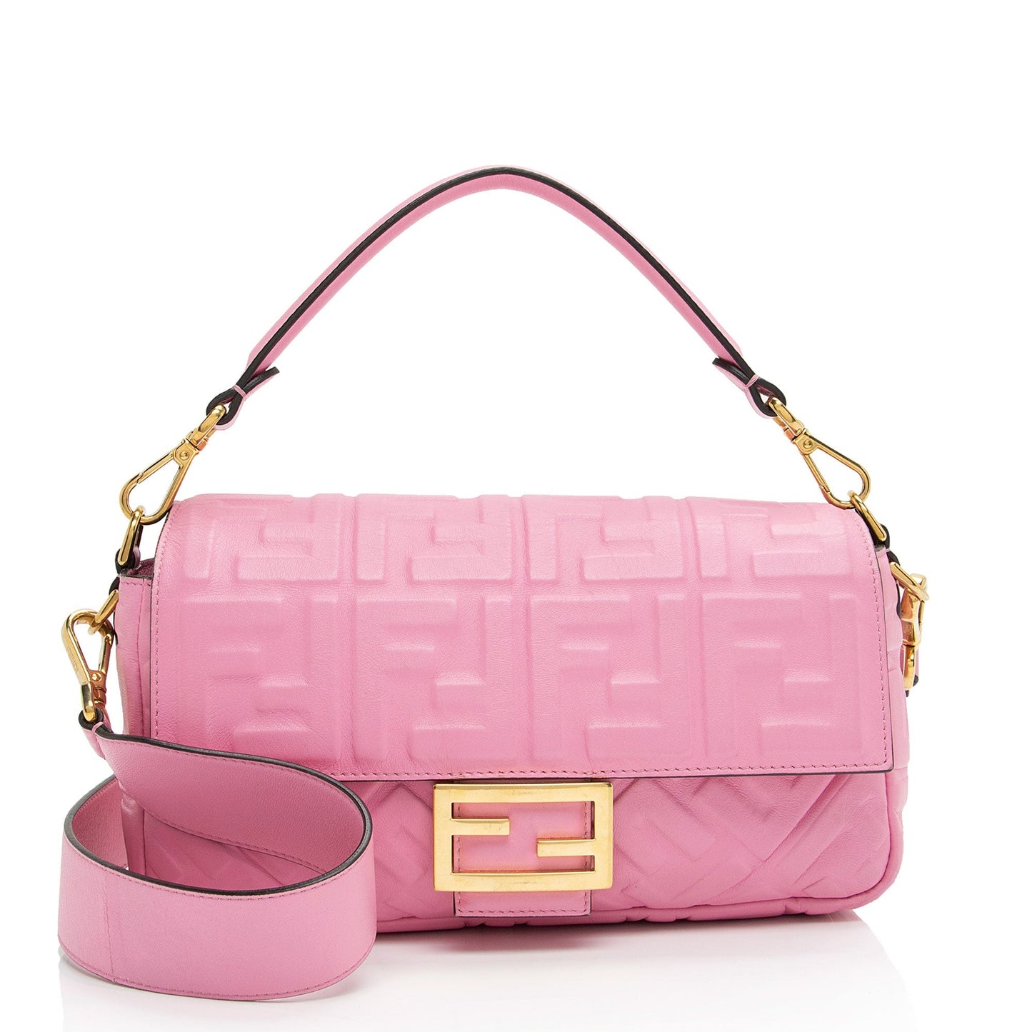 Luxury FendiEmbossed Leather FF 1974 Baguette Shoulder Bag (SHF-nc63Ja)