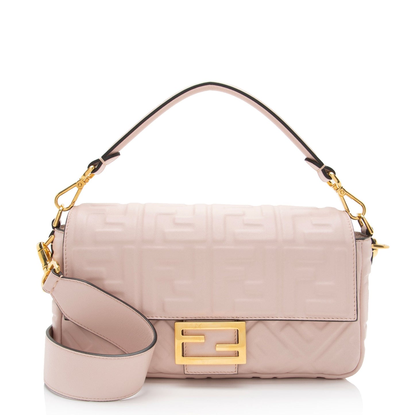 Luxury FendiEmbossed Leather FF 1974 Baguette Shoulder Bag (SHF-sC62ds)