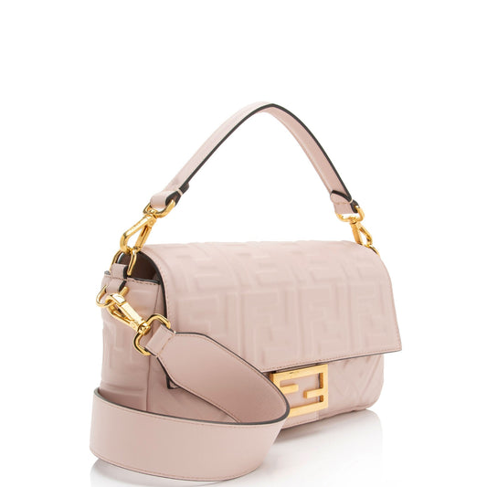 Luxury FendiEmbossed Leather FF 1974 Baguette Shoulder Bag (SHF-sC62ds)