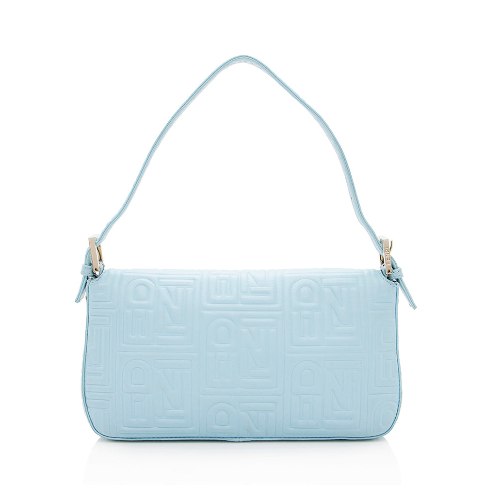 Luxury FendiEmbossed Nappa Leather Baguette Shoulder Bag (SHF-19361)