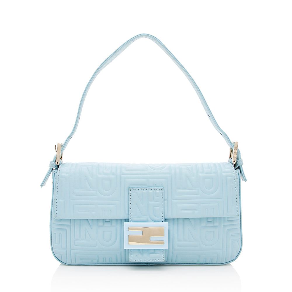 Luxury FendiEmbossed Nappa Leather Baguette Shoulder Bag (SHF-19361)