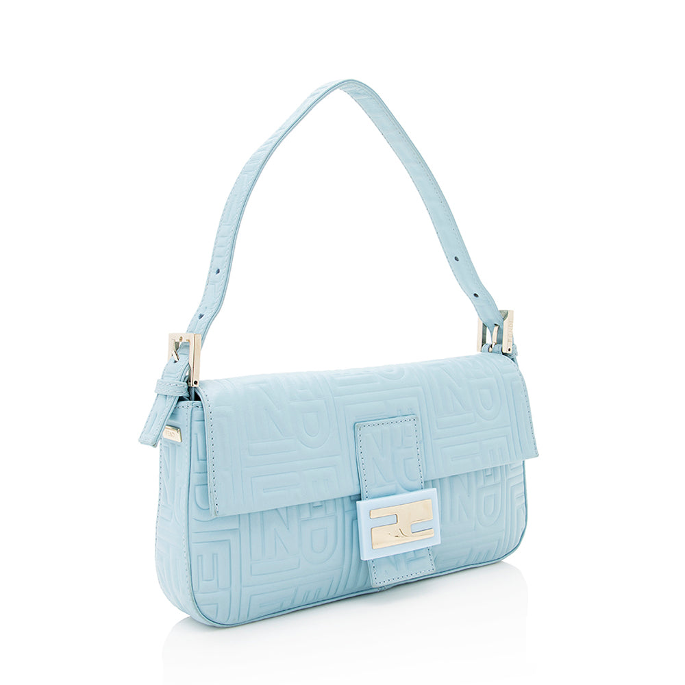 Luxury FendiEmbossed Nappa Leather Baguette Shoulder Bag (SHF-19361)