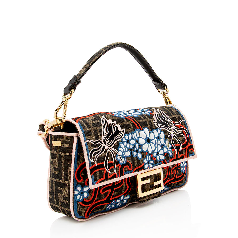 Luxury Fendi Embroidered Karligraphy Baguette Shoulder Bag (SHF-16593)