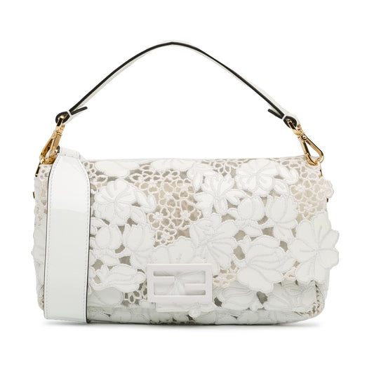 Luxury FendiEmbroidered Lace Baguette Satchel (SHG-iD9Gxu)