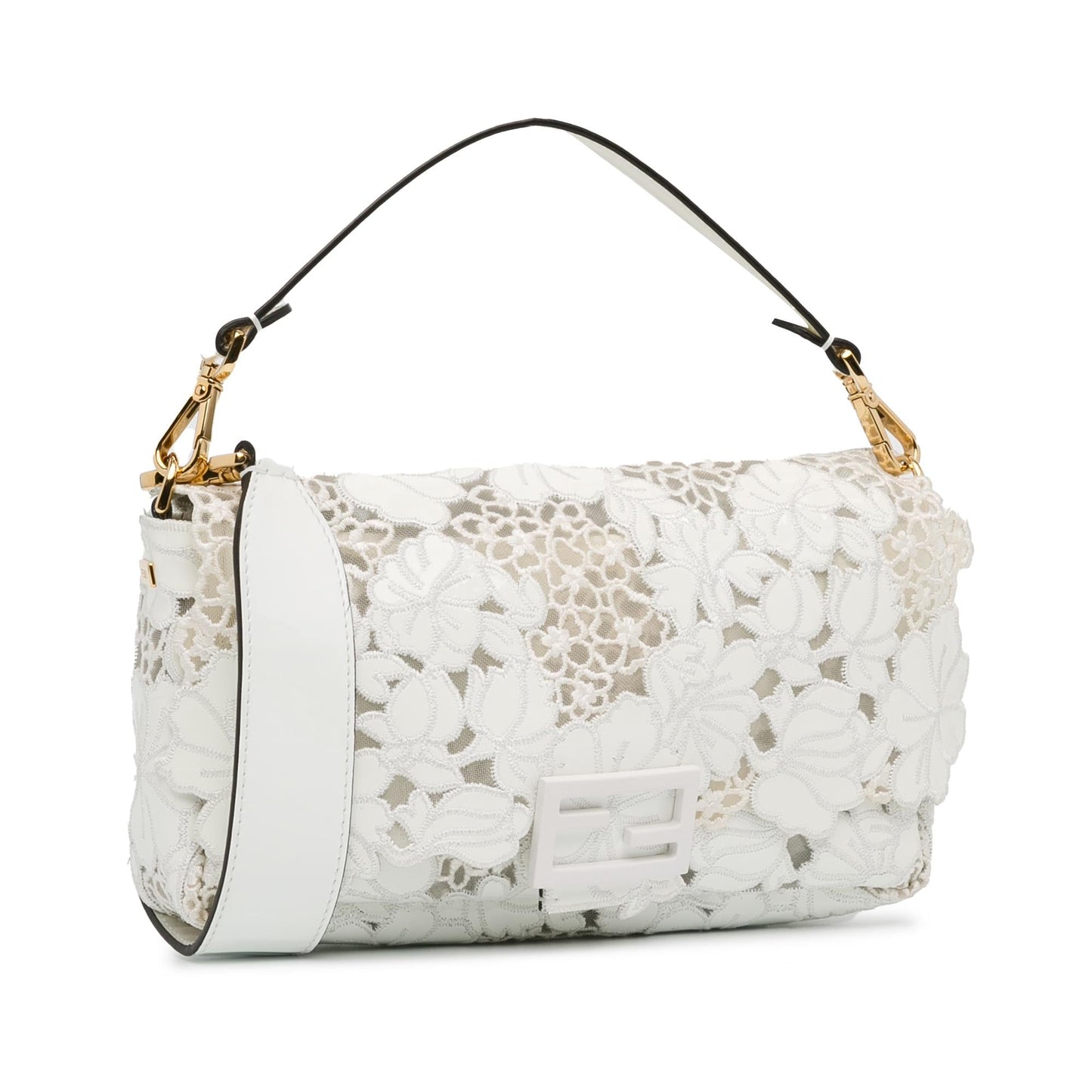 Luxury FendiEmbroidered Lace Baguette Satchel (SHG-iD9Gxu)
