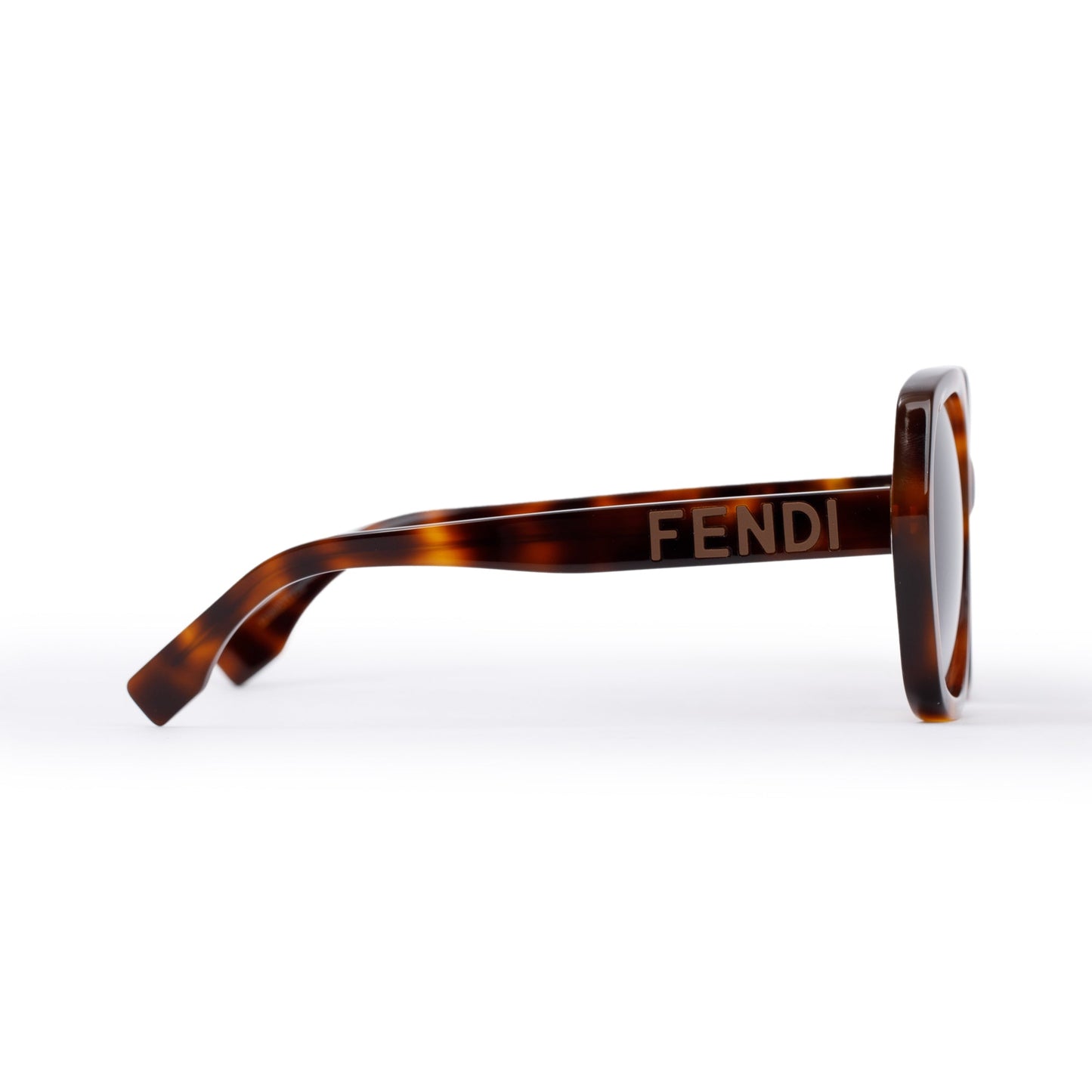 Fendi FE401121 Tortoise Acetate Lettering Square Sunglasses