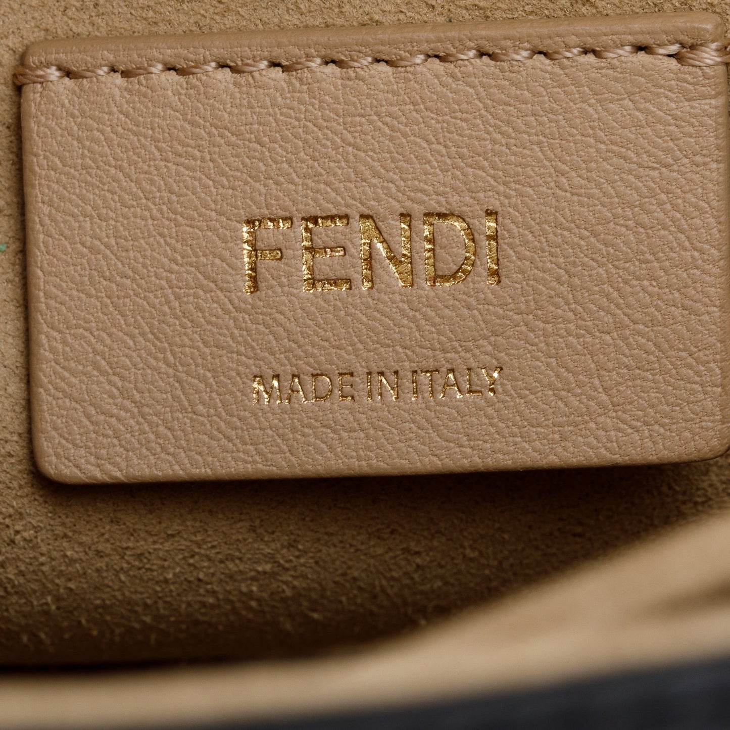 Fendi FF Embossed & Black Calfskin Leather Kan I Shoulder Bag