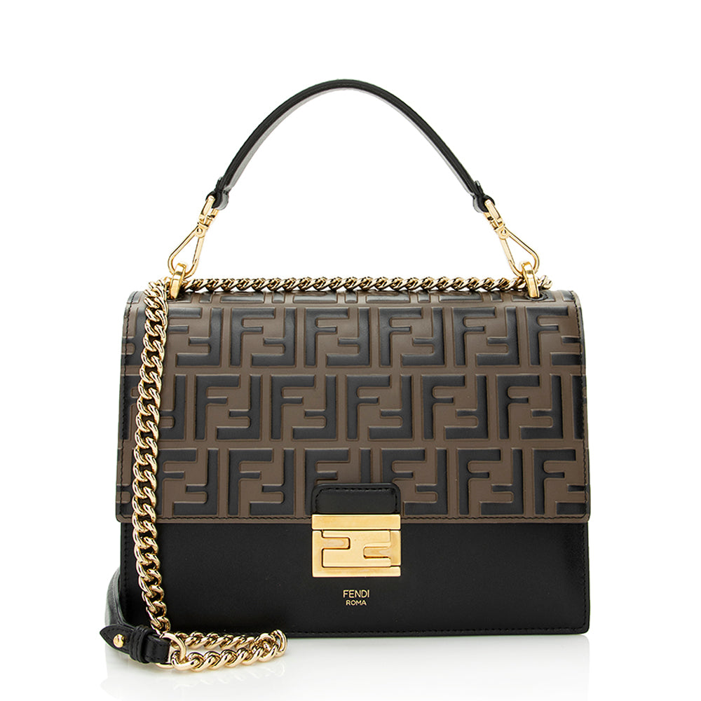 Luxury FendiFF Embossed Calfskin Kan I Medium Shoulder Bag (SHF-21719)