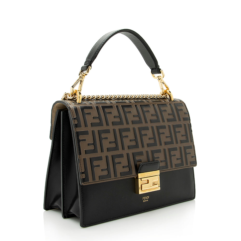 Luxury FendiFF Embossed Calfskin Kan I Medium Shoulder Bag (SHF-21719)