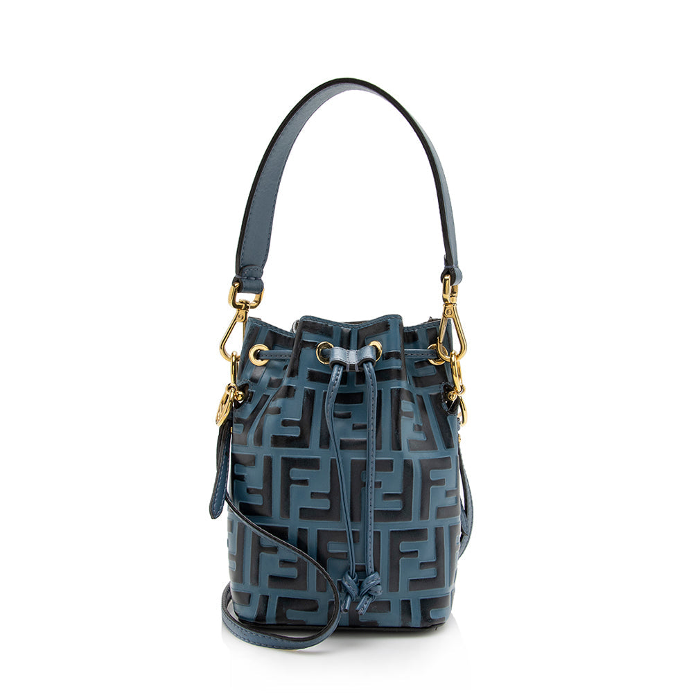 Luxury FendiFF Embossed Calfskin Mon Tresor Mini Bucket Bag (SHF-16308)
