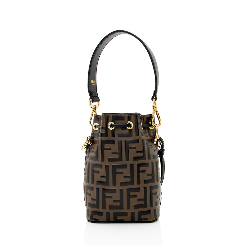 Luxury FendiFF Embossed Calfskin Mon Tresor Mini Bucket Bag (SHF-18974)