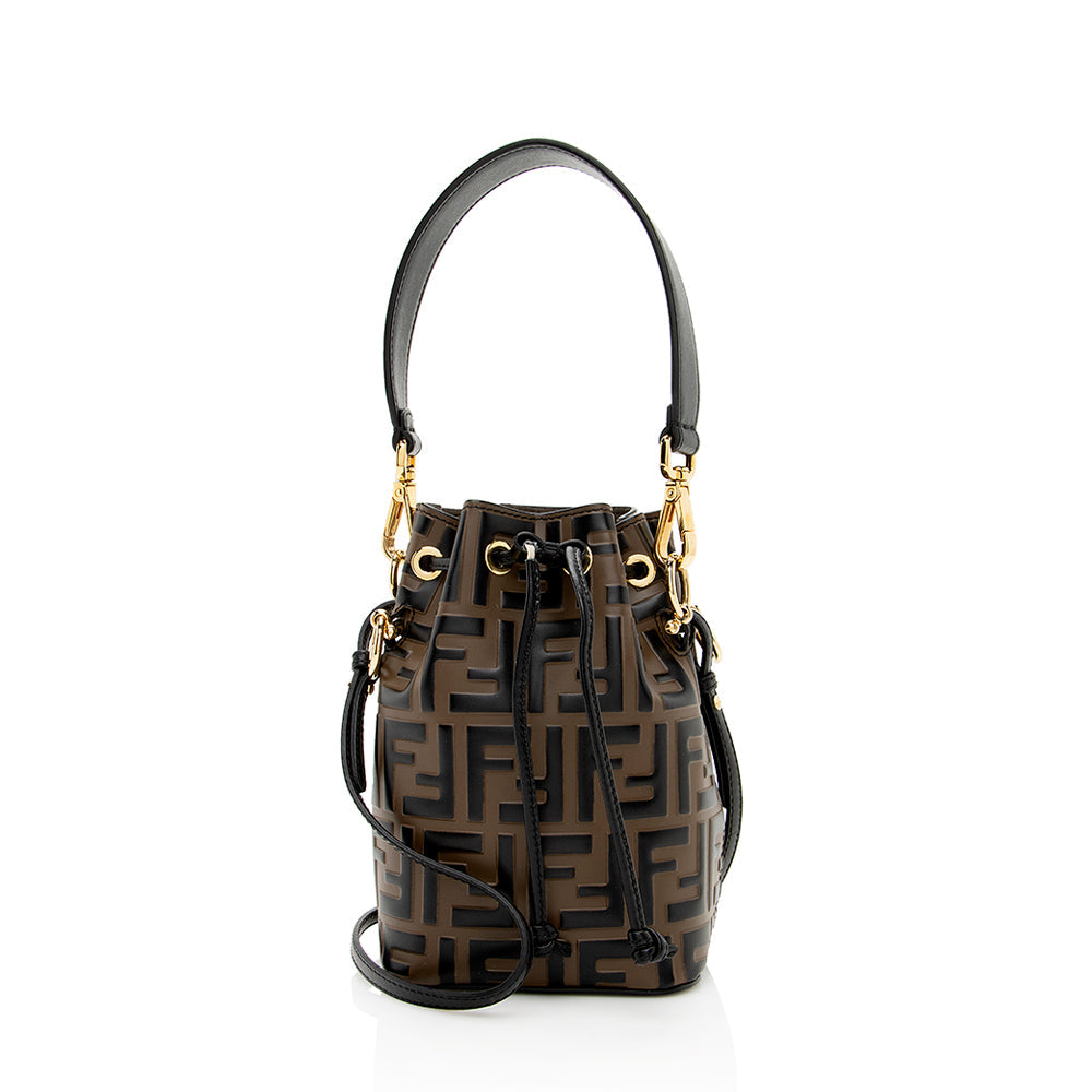 Luxury FendiFF Embossed Calfskin Mon Tresor Mini Bucket Bag (SHF-18974)