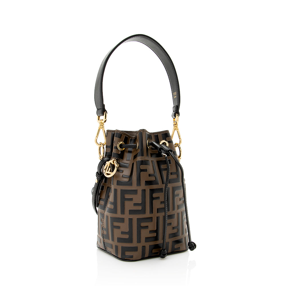 Luxury FendiFF Embossed Calfskin Mon Tresor Mini Bucket Bag (SHF-18974)