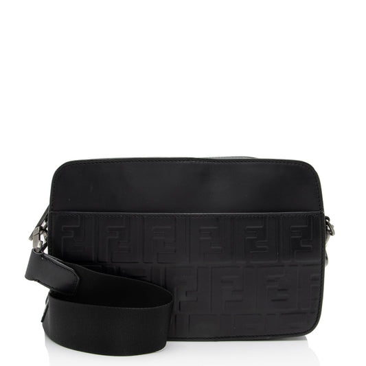 Luxury FendiFF Embossed Calfskin St. Zucca Messenger (SHF-QOa4iu)