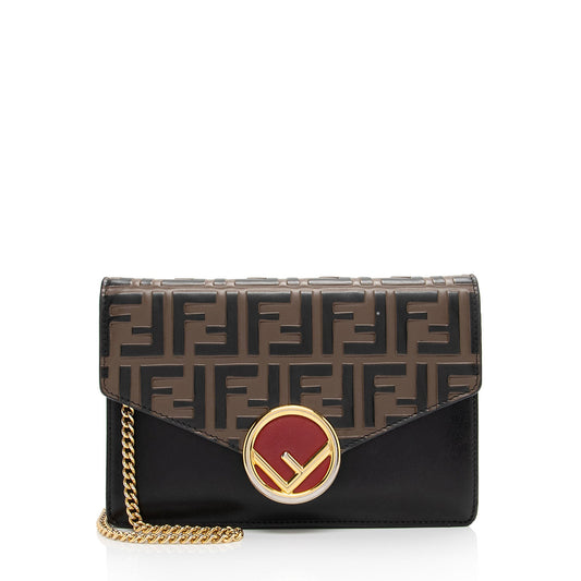 Luxury FendiFF Embossed Calfskin Wallet on Chain Mini Bag (SHF-BJP8ux)