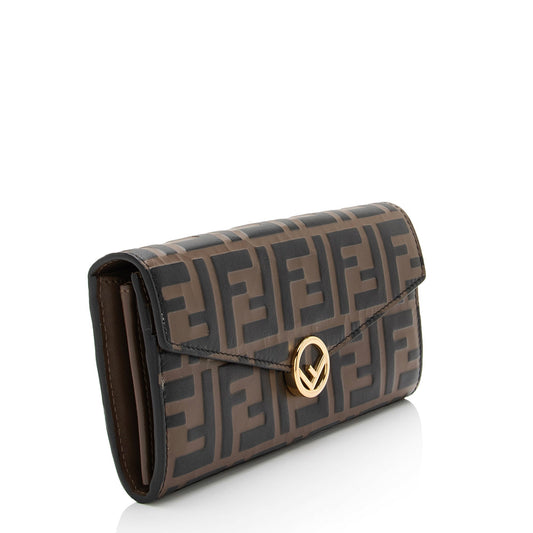 Luxury FendiFF Embossed Leather F is Luxury FendiContinental Wallet (SHF-WjgAL8)
