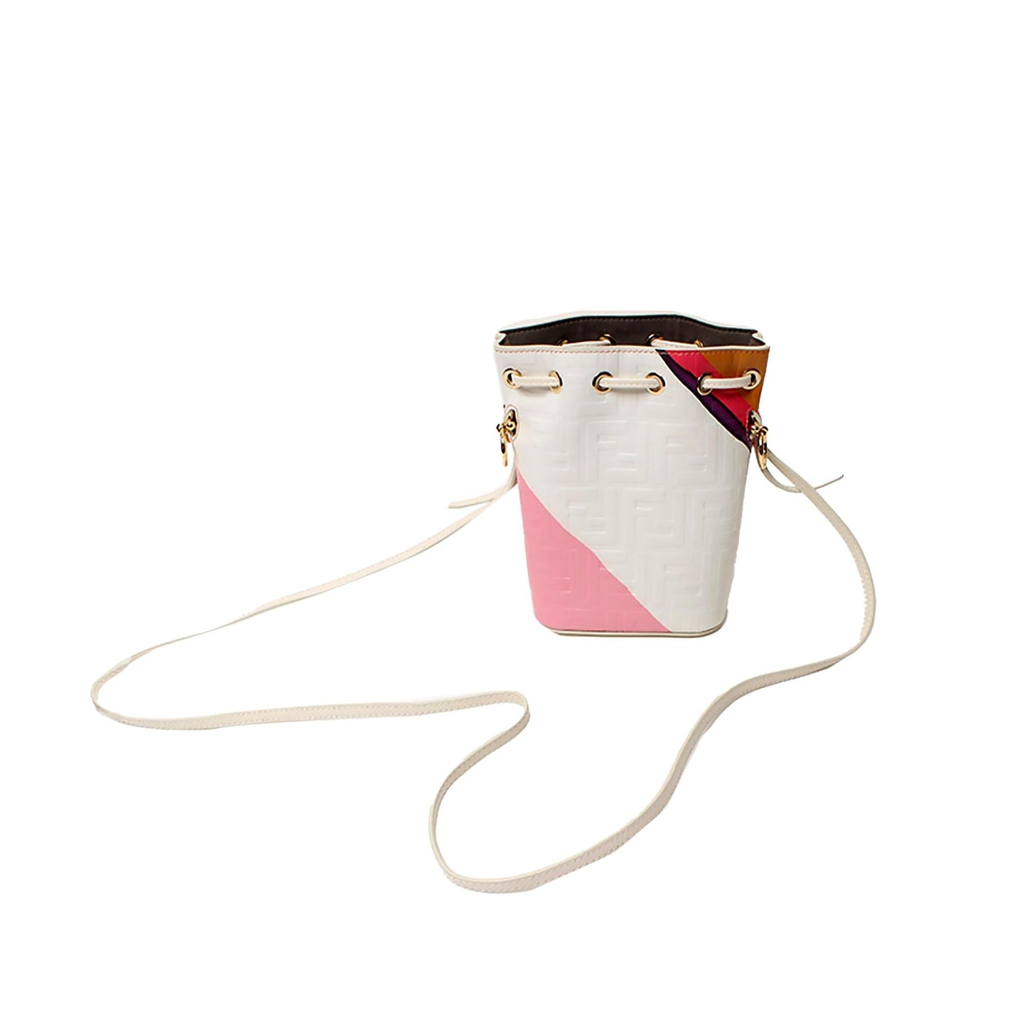Luxury FendiFF Embossed Striped Mini Mon Tresor Bucket Bag (SHG-ryQxMo)