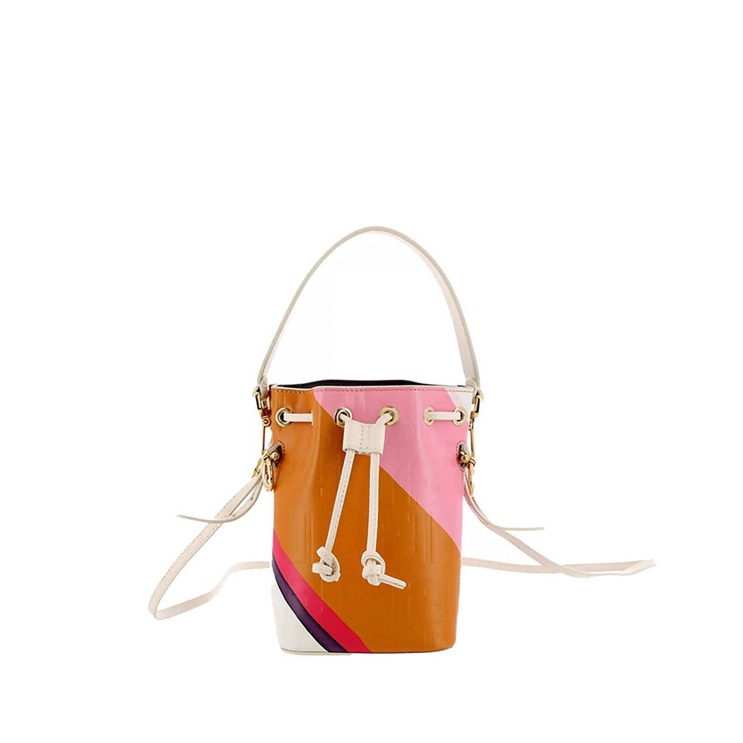 Luxury FendiFF Embossed Striped Mini Mon Tresor Bucket Bag (SHG-ryQxMo)