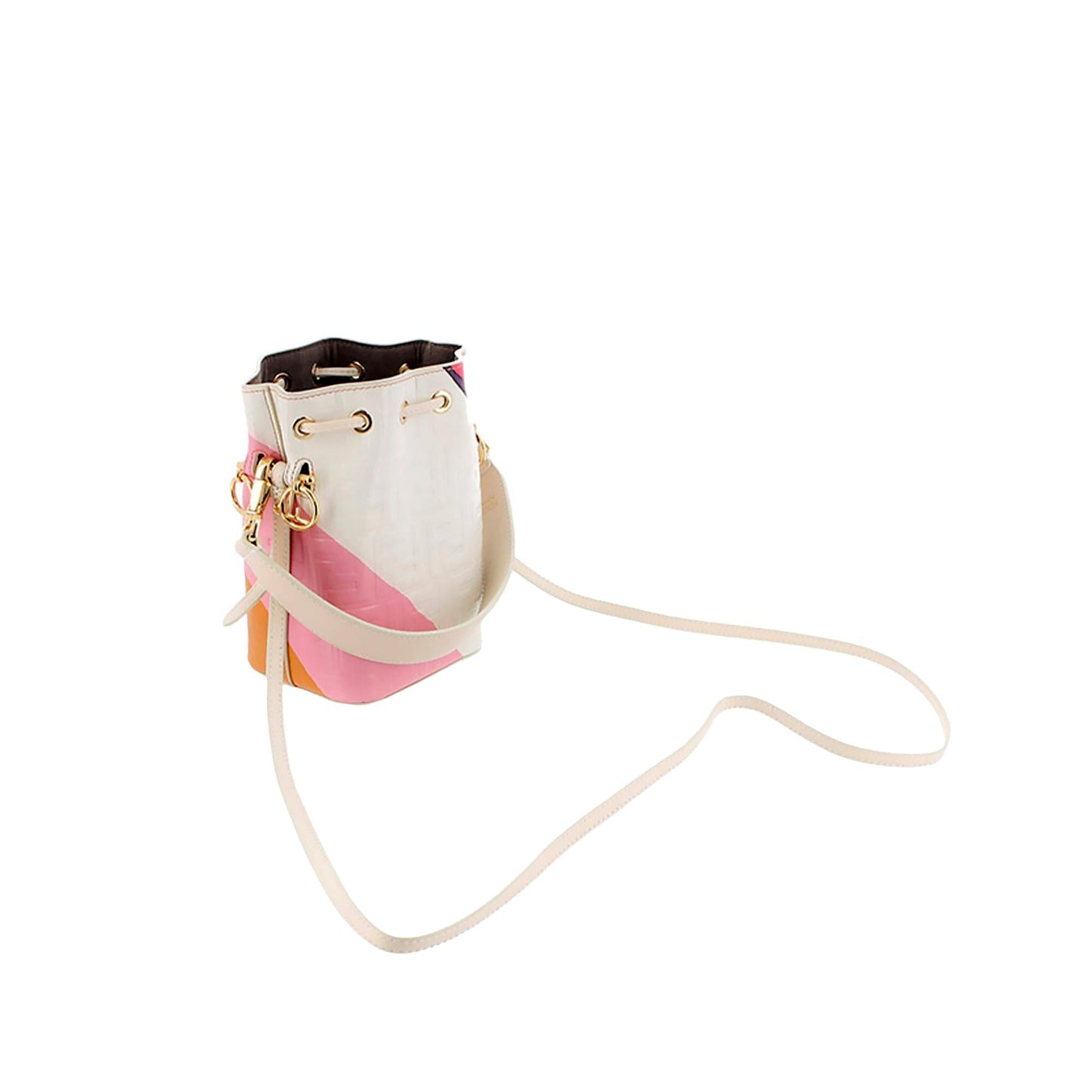Luxury FendiFF Embossed Striped Mini Mon Tresor Bucket Bag (SHG-ryQxMo)