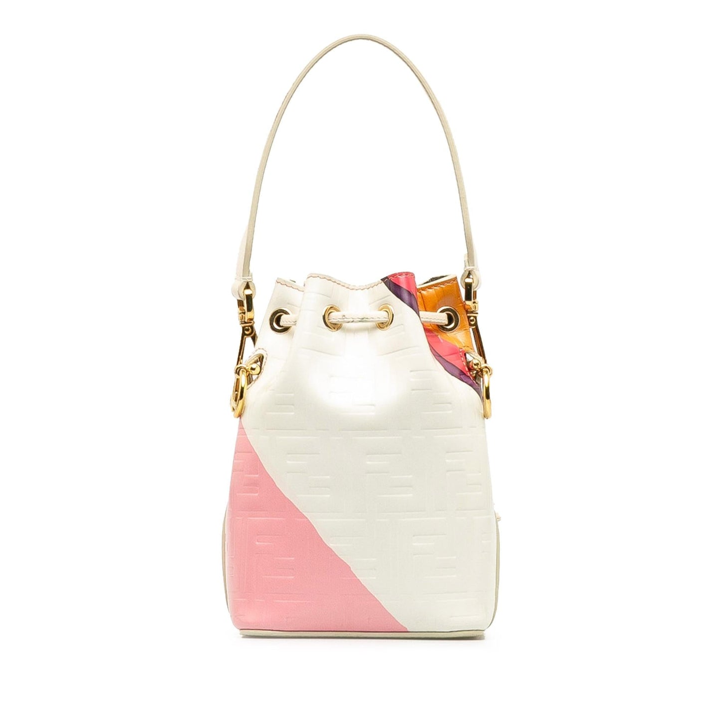 Luxury FendiFF Embossed Striped Mini Mon Tresor Bucket Bag (SHG-JrQugA)