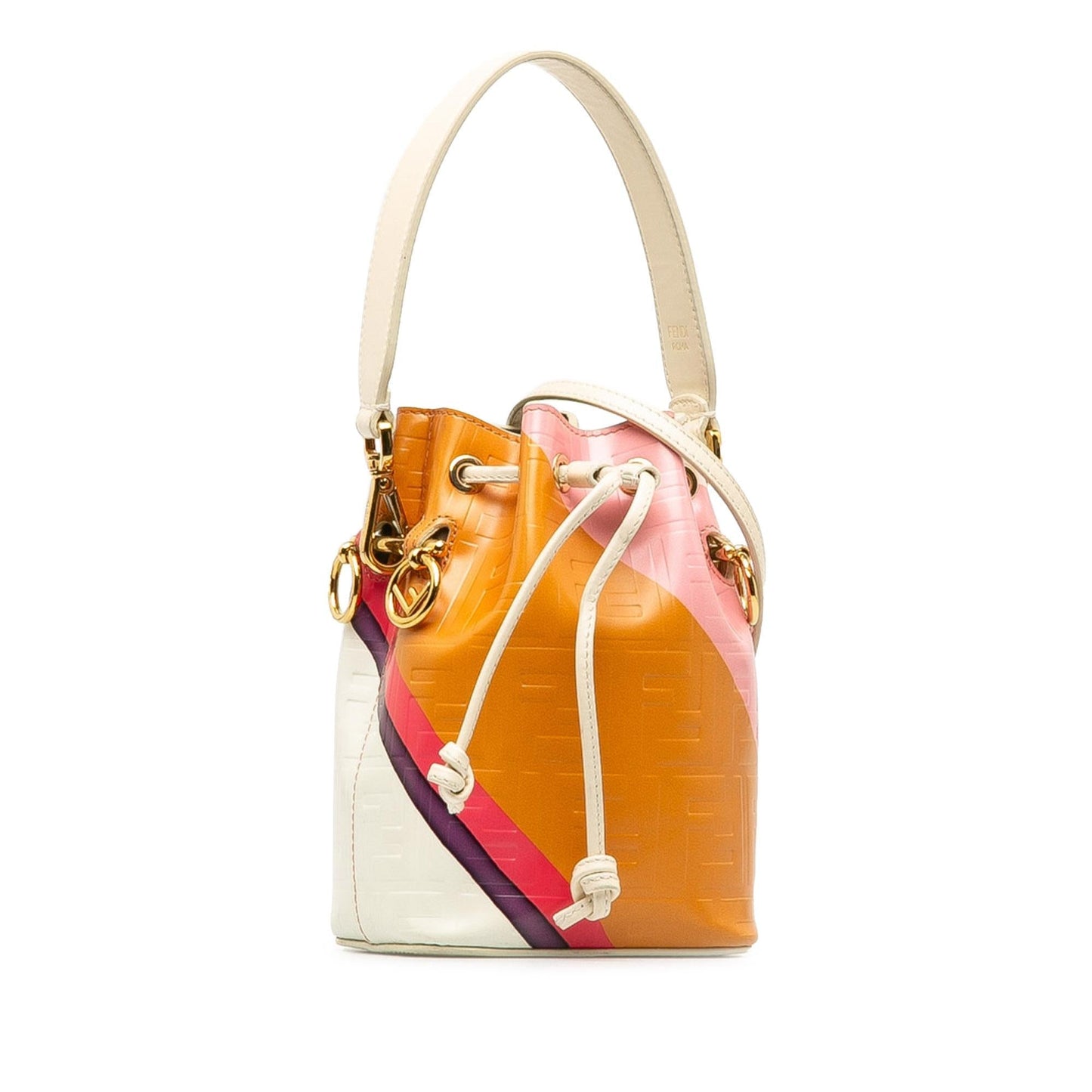 Luxury FendiFF Embossed Striped Mini Mon Tresor Bucket Bag (SHG-JrQugA)