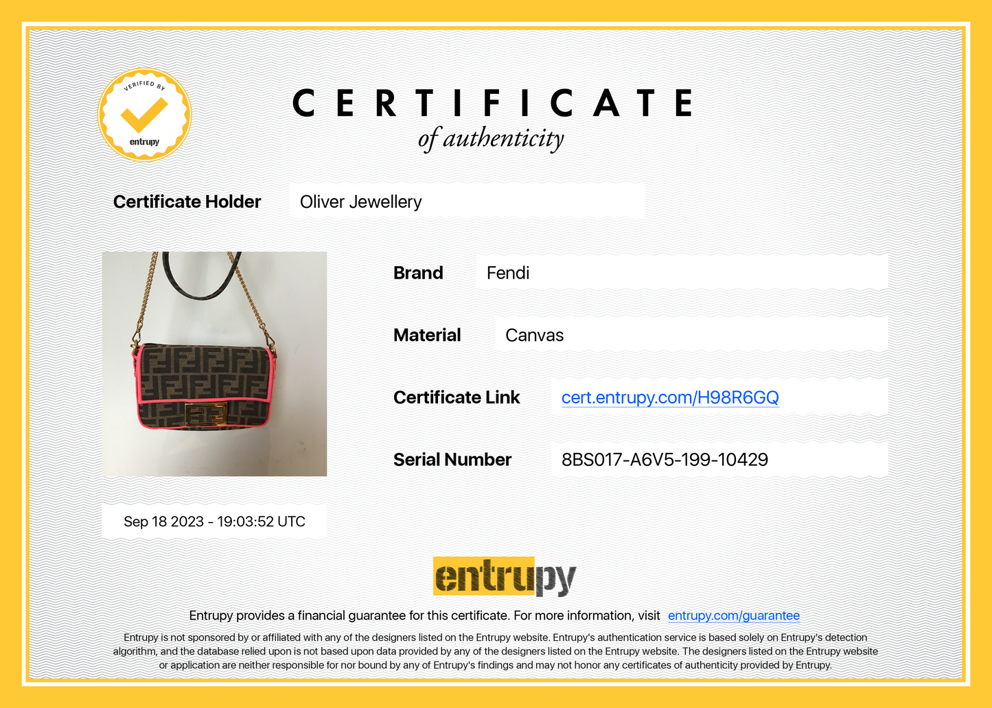 Fendi FF Zucca Canvas Mini Chain Baguette Crossbody Bag