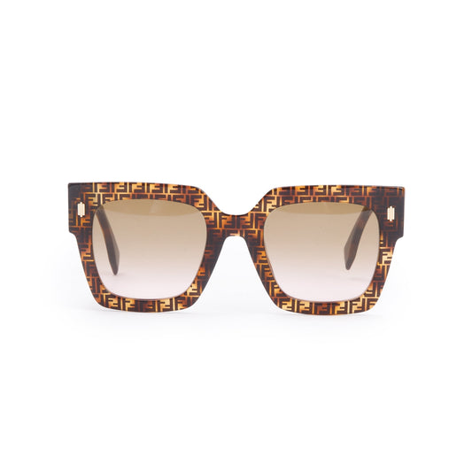 Fendi FF0457/G/S Zucca Havana Acetate Fendi Roma Oversize Sunglasses