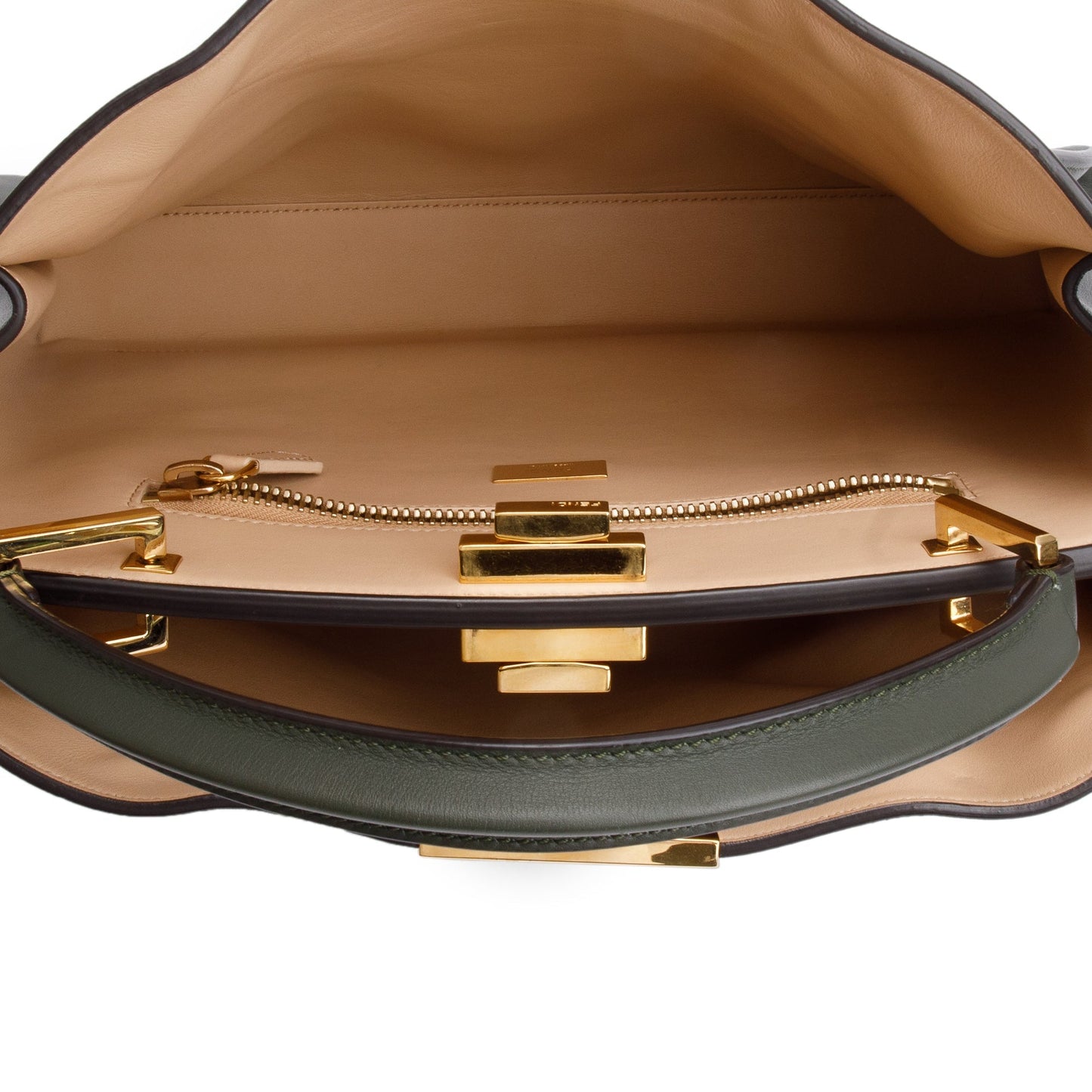 Fendi Green Calfskin Leather Large Peekaboo Bag