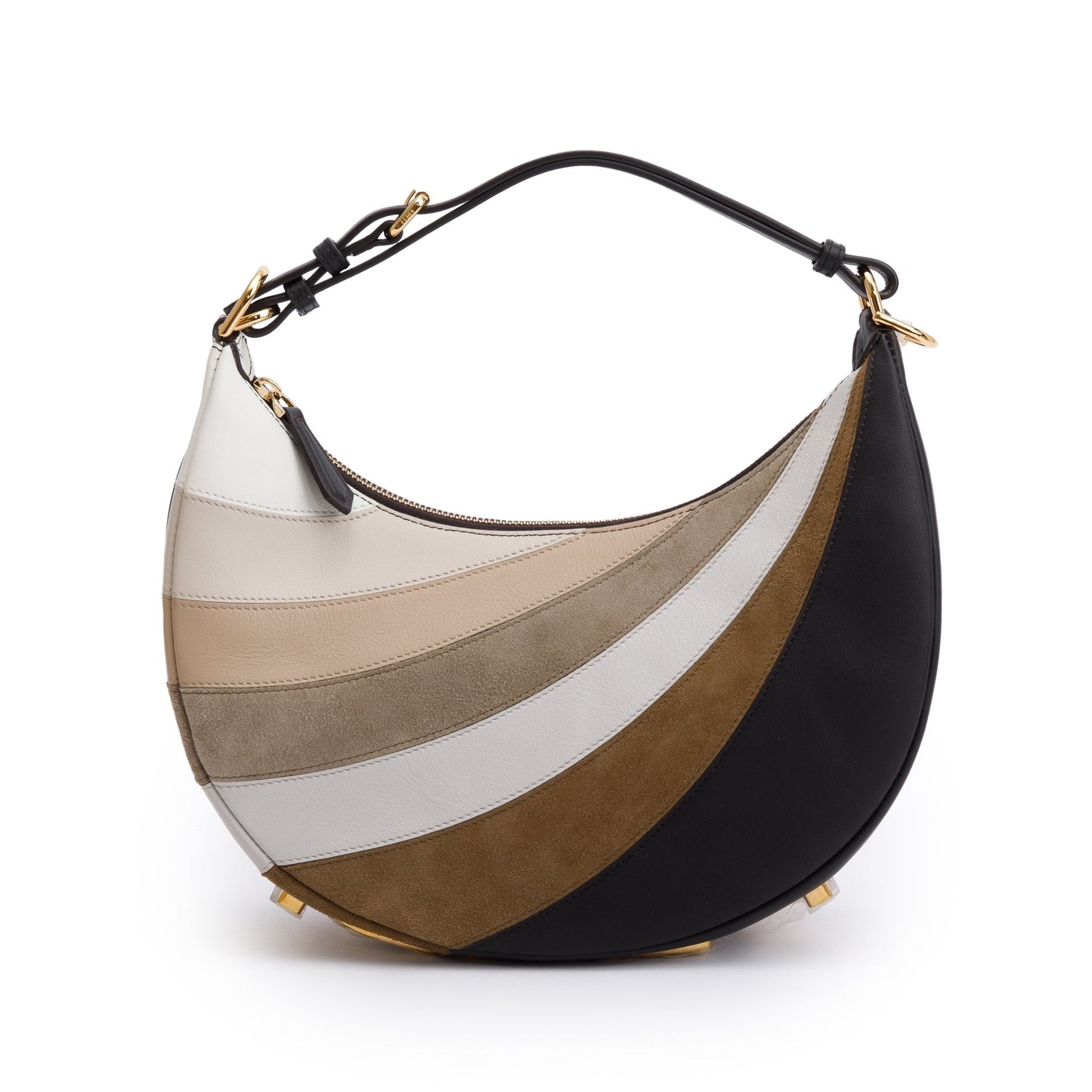 Fendi Grigio Multicolor Ebano Vitello Seta Suede Goatskin Small Rainbow Fendigraphy Bag
