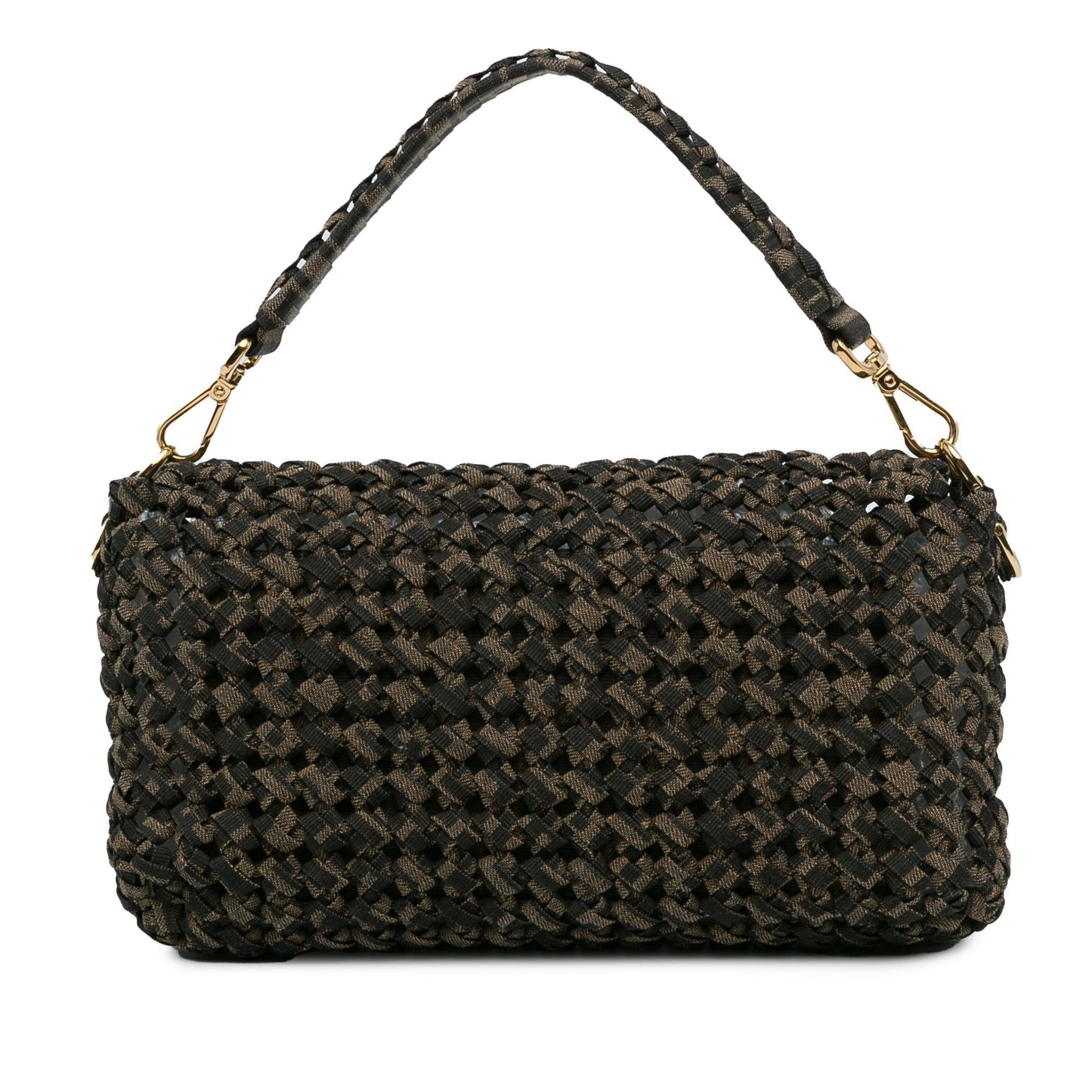 Luxury FendiInterlaced Canvas Zucca Baguette Satchel (SHG-cgXLR3)