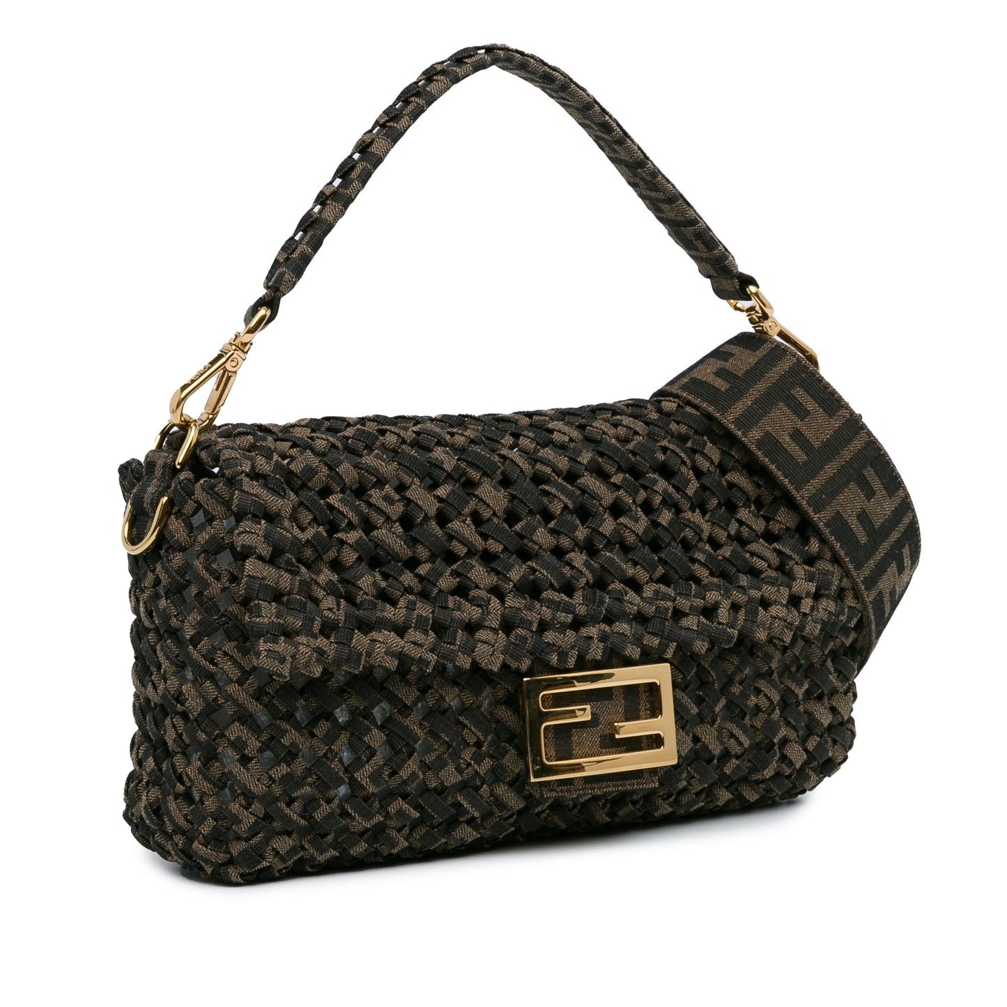 Luxury FendiInterlaced Canvas Zucca Baguette Satchel (SHG-cgXLR3)
