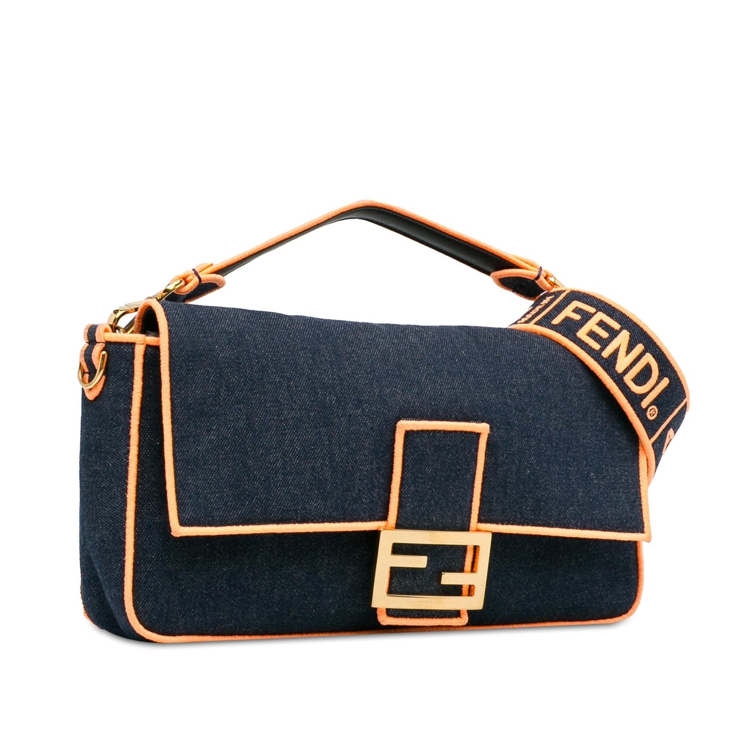 Luxury FendiLarge Denim Baguette Satchel (SHG-Fm5Rer)