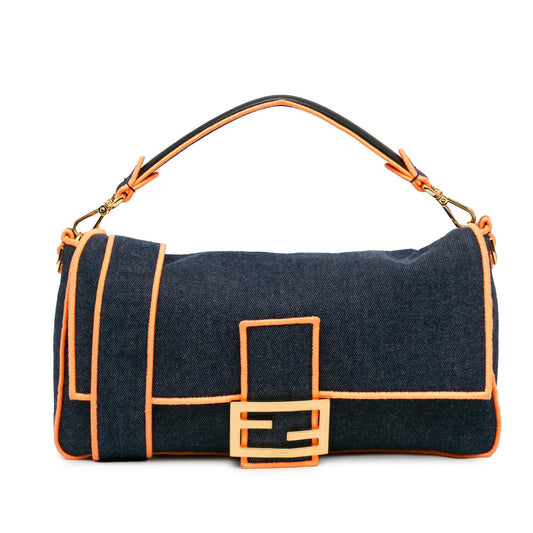 Luxury FendiLarge Denim Baguette Satchel (SHG-KcMfCV)