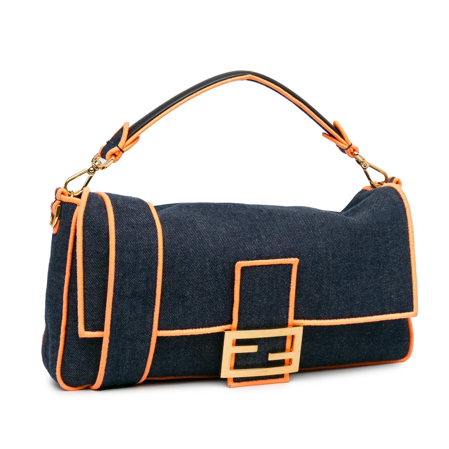 Luxury FendiLarge Denim Baguette Satchel (SHG-KcMfCV)