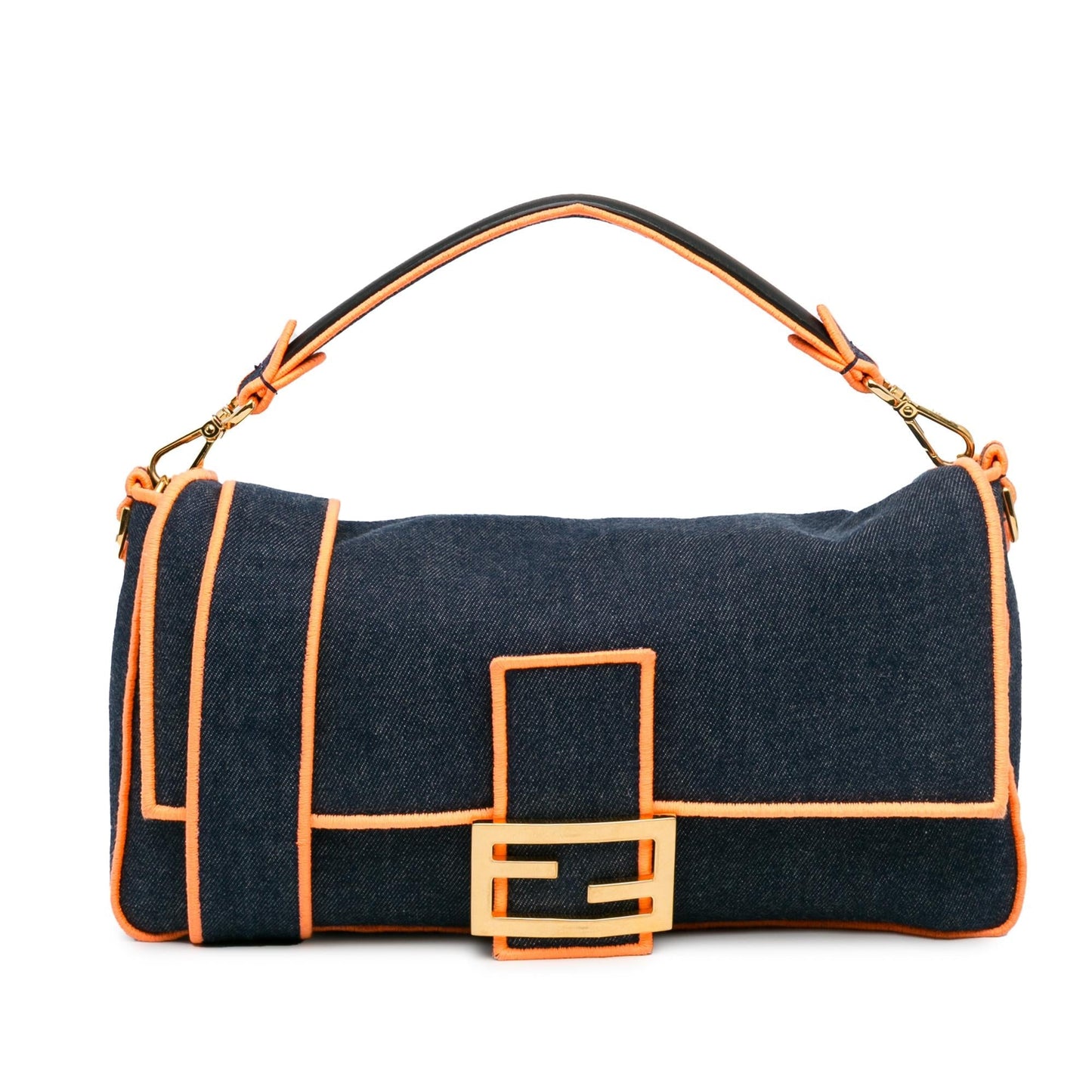 Luxury FendiLarge Denim Baguette Satchel (SHG-Oaub87)