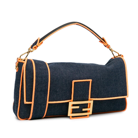 Luxury FendiLarge Denim Baguette Satchel (SHG-Oaub87)