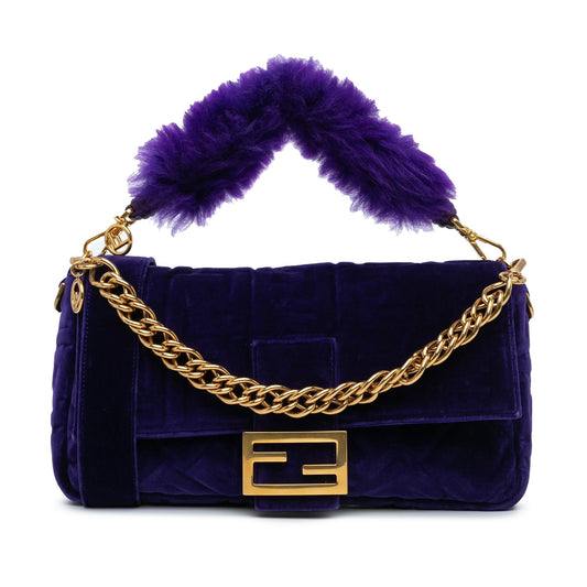 Luxury FendiLarge Zucca Embossed Velvet Baguette Satchel (SHG-wQF0dG)