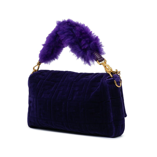 Luxury FendiLarge Zucca Embossed Velvet Baguette Satchel (SHG-wQF0dG)