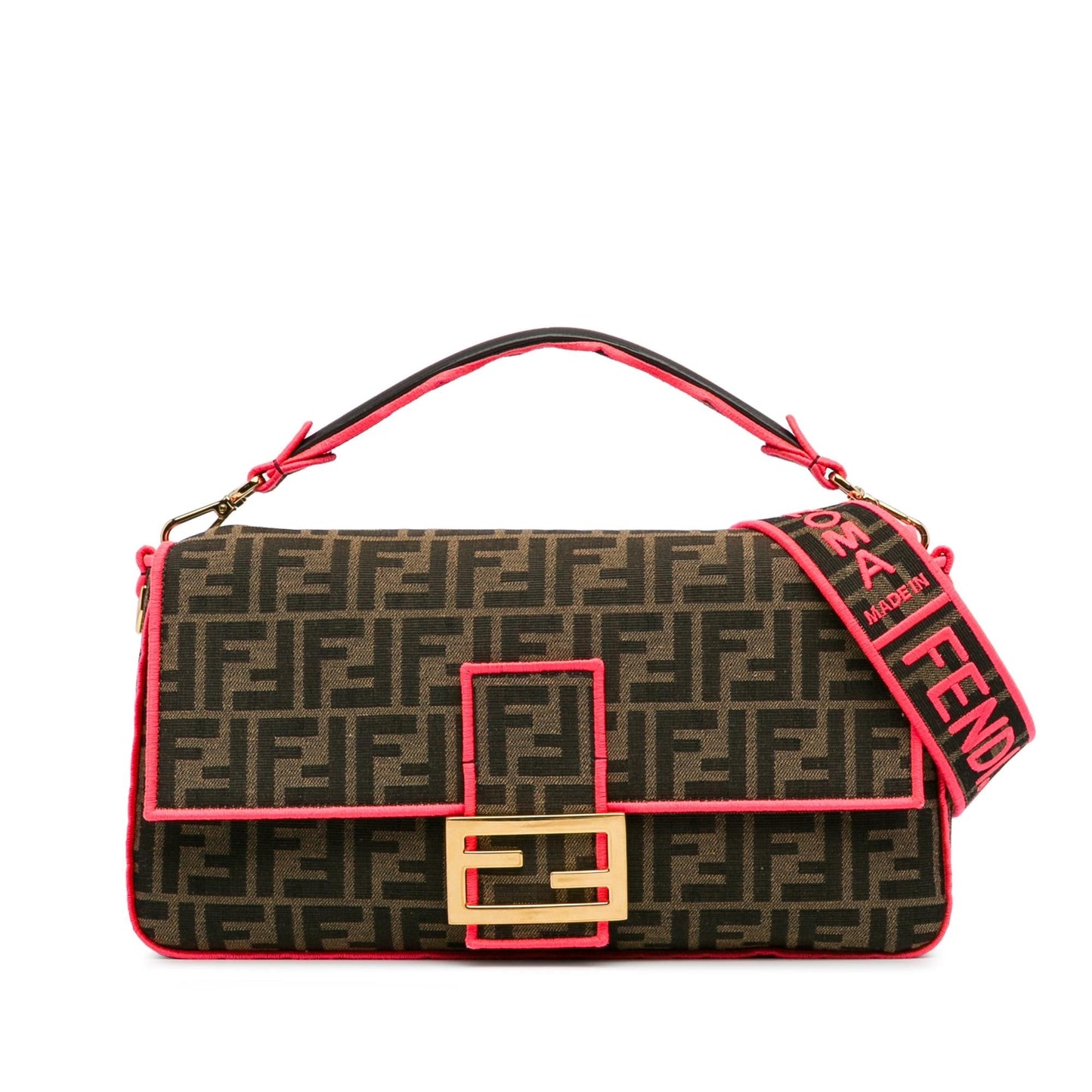 Luxury FendiLarge Zucca Fluo Trim Baguette Satchel (SHG-I7R65K)