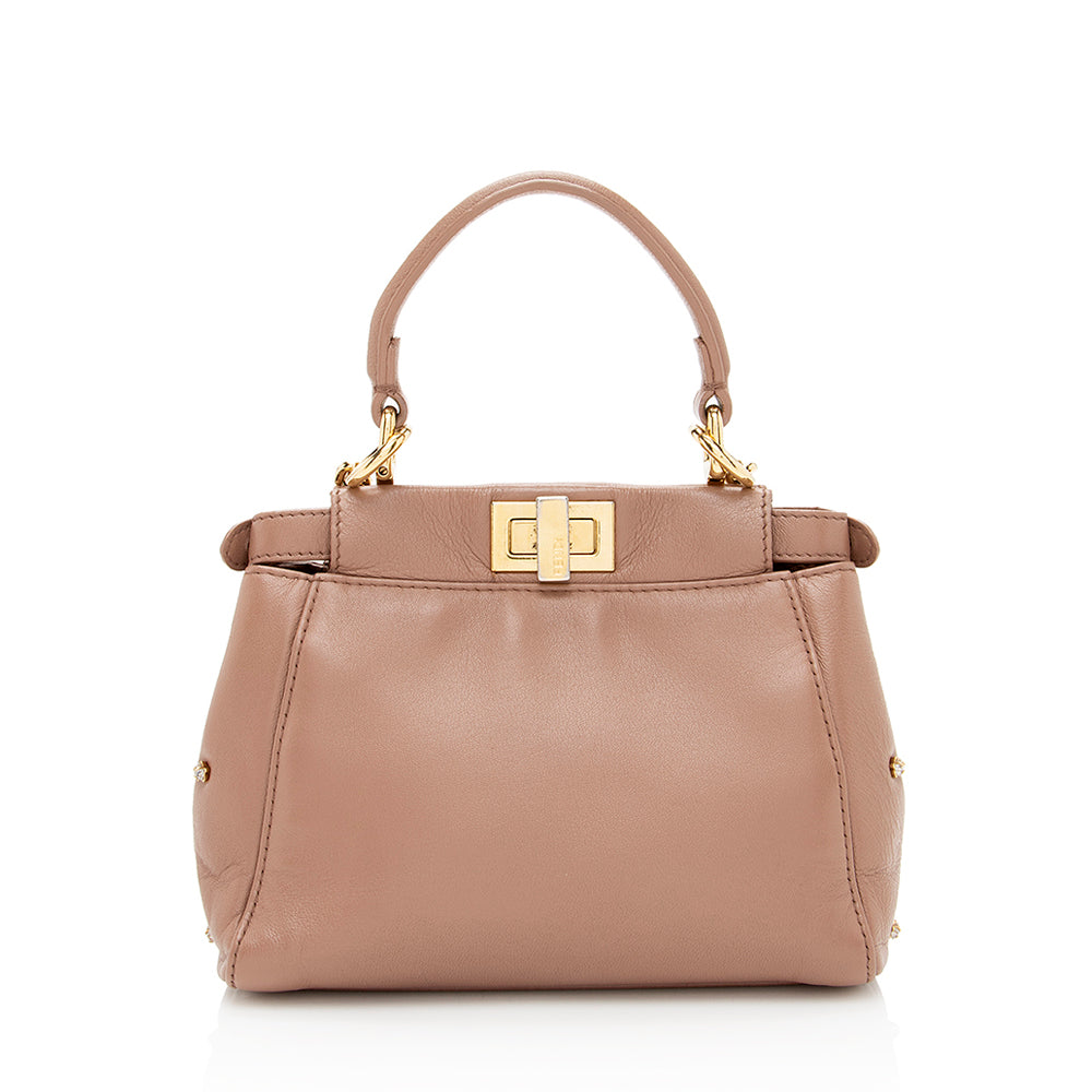 Luxury FendiLeather Crystal Peekaboo XS Shoulder Bag (SHF-19840)