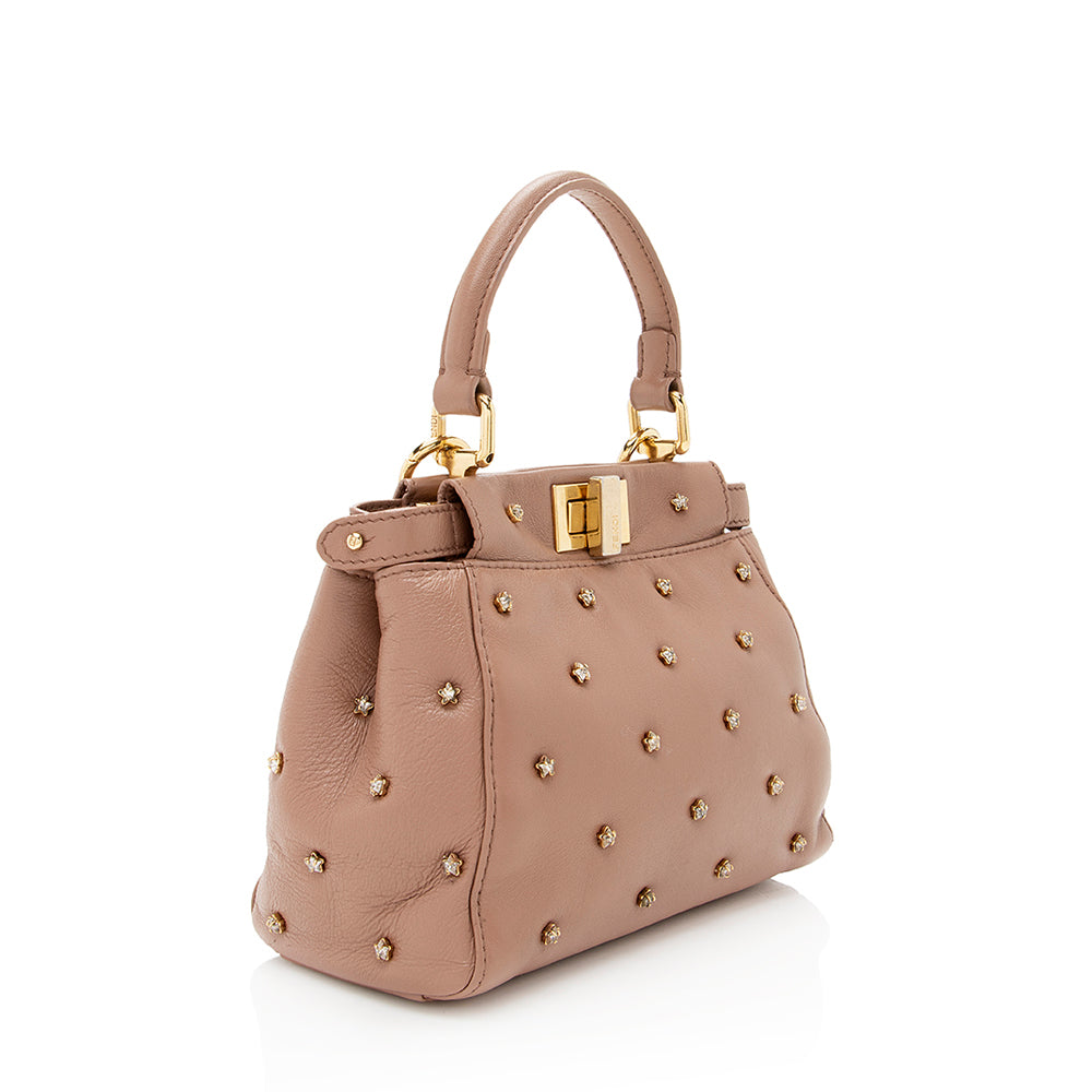 Luxury FendiLeather Crystal Peekaboo XS Shoulder Bag (SHF-19840)