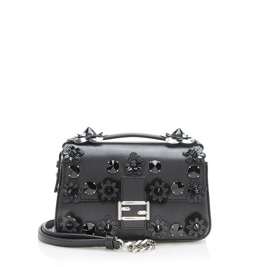 Luxury FendiLeather Flowerland Micro Double Baguette Shoulder Bag (SHF-11505)